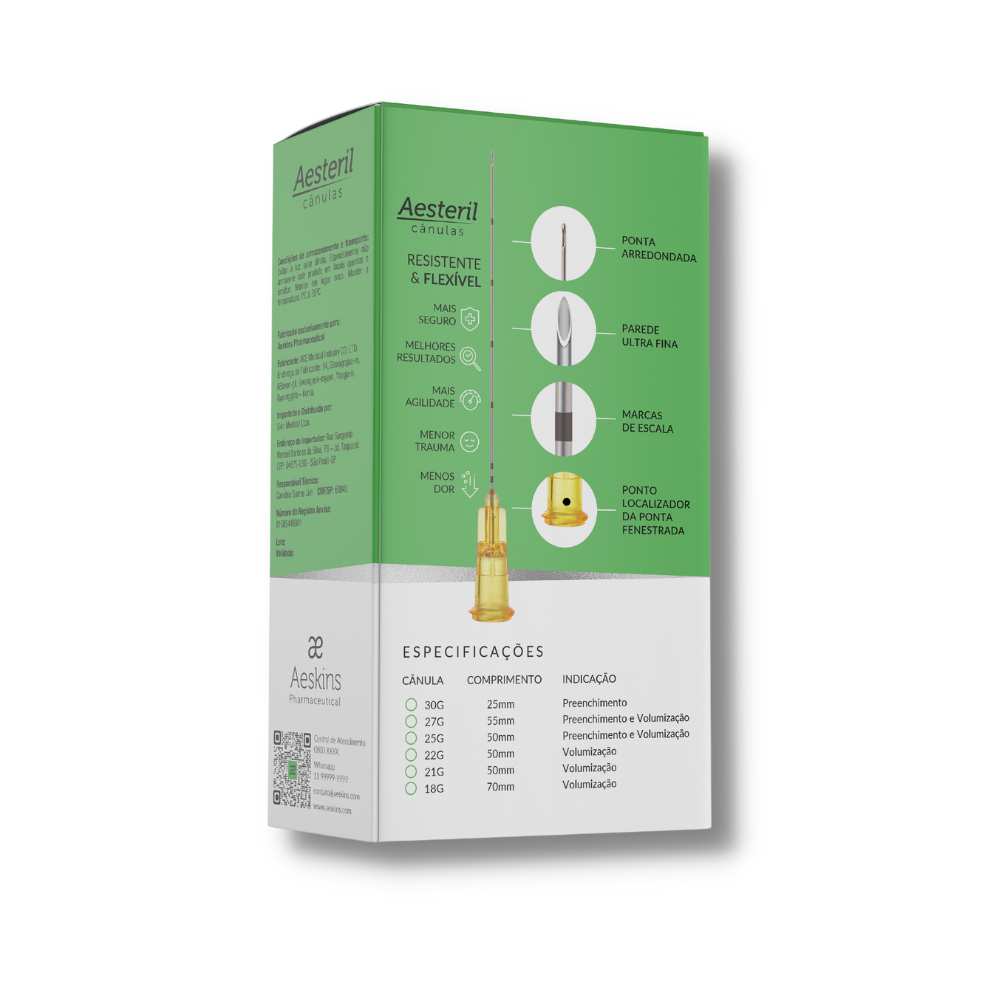 AESTERIL Cânulas 22Gx50MM 20un